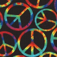 Tie Dye Groovy Peace Signs on Black