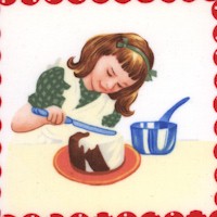 Retro Baking Portraits on Blue Gingham