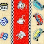 Route 66 - Retro Vertical Diner Stripe