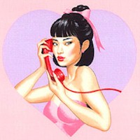 Dial L-O-V-E - Retro Women Heart Portraits on Pink