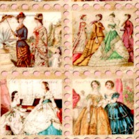 Library of Rarities - Vintage Fashionable Women Stamps 