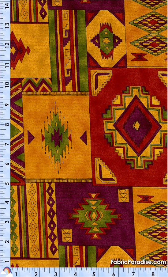 American Heritage 2 Southwestern Blanket Motif on Burgundy, Southwest