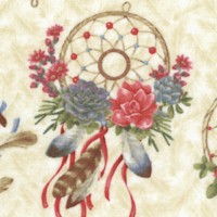 Dreamcatcher - Tossed Floral Dreamcatchers on Mottled Beige by Jane Alison
