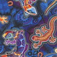 Gondwana - Tossed Aboriginal-Style Lizards on Blue