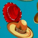 Cowboys - Tossed Cowboy Hats on Turquoise - SALE!