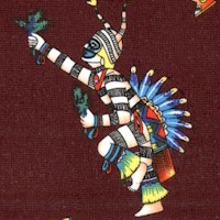 Desert Dwellers - Kachina Dancers on Brown - LTD. YARDAGE AVAILABLE (1.125 YARDS) MUST BE PURCHASED 