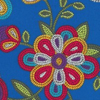 Tucson - Beaded Style Flowers on Blue