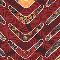 Gonna Walkabout - Patterned Boomerangs on Red Texture