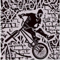Bicycle Acrobat - Stunt Riders on Gray (Digital)