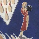 Retro Bowling Scenes on Navy