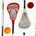 Sports Life 3 - Lacrosse Equipment on Ivory - LTD. YARDAGE AVAILABLE