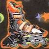 Neon Roller Blades and Stars on Black