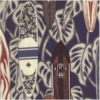 Tropical Surfboards on Blue - Rayon/Cotton Blend