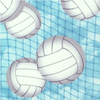 Tossed Volleyballs on Blue