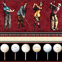 Chip Shot - Golfing Vertical Stripe on Burgundy by Dan Morris