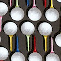 Swing Time - Golf Balls and Tees in Formation on Gray