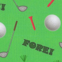 Fore! Tossed Golf Clubs, Balls and Tees on Green