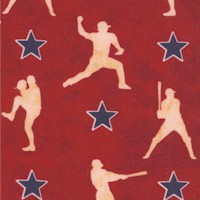 Seventh Inning Stretch - Tossed Baseball Player Silhouettes and Stars on Red