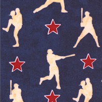 Seventh Inning Stretch - Tossed Baseball Player Silhouettes and Stars on Navy