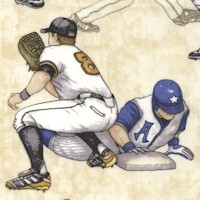 Grand Slam - Baseball Players in Action on Beige by Dan Morris