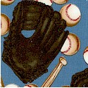 Play Ball - Tossed Baseballs  Gloves and Bats on Blue