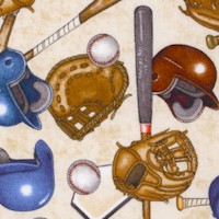 Grand Slam - Tossed Baseball Gear on Beige by Dan Morris