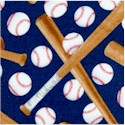 Tossed Baseballs and Bats on Navy Blue 