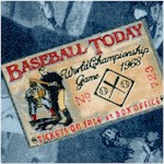 Vintage Baseball Collage on Denim Blue