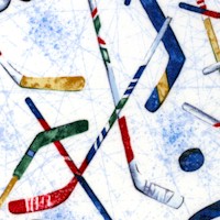 Power Play - Tossed Hockey sticks and Pucks on Ice