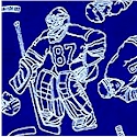 Sports Club - Tossed Hockey Players in White on Blue by Dan Morris