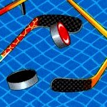 Tossed Hockey Sticks and Pucks on Netting - BACK IN STOCK!