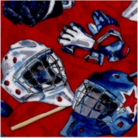 Power Play - Tossed Hockey Equipment on Red