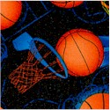 Tossed Basketballs in Colorful Nets