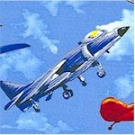 Tossed Aircraft on a Blue Sky - SALE! (ONE YARD MINIMUM PURCHASE)