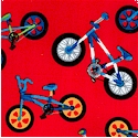 Rad Riders - Tossed Bikes on Red by Terry Perry