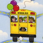 School Buses in the Sky - LTD. YARDAGE AVAILABLE 