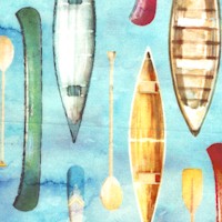 Fly Home - Canoes on Watercolor Background