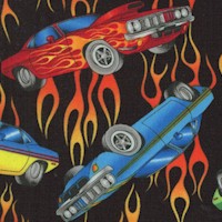 Vintage Sports Cars and Flames on Black