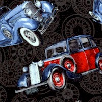 Classic Cars - Tossed Vintage Cars on Textured Black