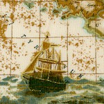 Explorer - Gilded Vintage Look Illustrated Map Collage