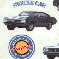 American Muscle - Classic Cars on Ivory by Rosemarie Lavin Designs