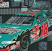 Nascar #18 Bobbie LaBonte on Black and Gray Checkerboard - SALE! (MINIMUM PURCHASE 1 YARD) (TR-nasca