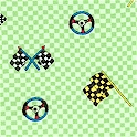 Lets Race - Small Scale Steering Wheels and Checkerboard Racing Flags on Green