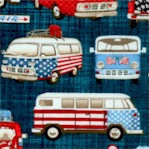All American Road Trip - Retro Vans on Denim Background