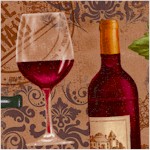Vineyard Valley - Wine and Accessories on Label Background