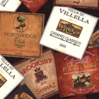 Vintage - Tossed Wine Labels on Black by Mary Beth Baker