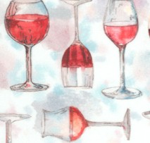 Wine Club - Glasses of Wine on Watercolor by Elena Vladykina