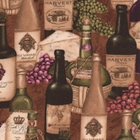 Vintage - Packed Wine Bottles Grapes and Cheese by Stephanie Marrott