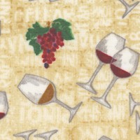 From the Vine - Tossed Wine Glasses and Grapes on Beige - LTD. YARDAGE AVAILABLE IN 2 PIECES