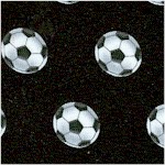 Score! Tossed Soccer Balls on Black - LTD. YARDAGE AVAILABLE